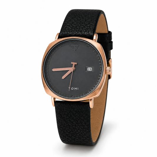 Tomi Black Gold Sleek Dial Watch