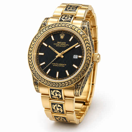Vintage Copper Black Calligraphic Watch