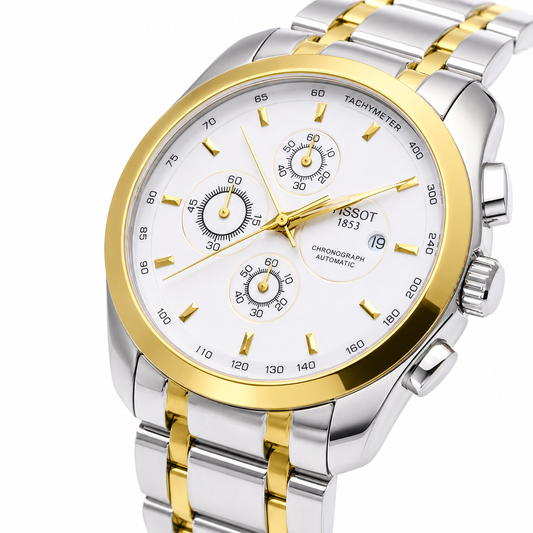 Two Tone White 1853 Chain Strap Chronograph Watch