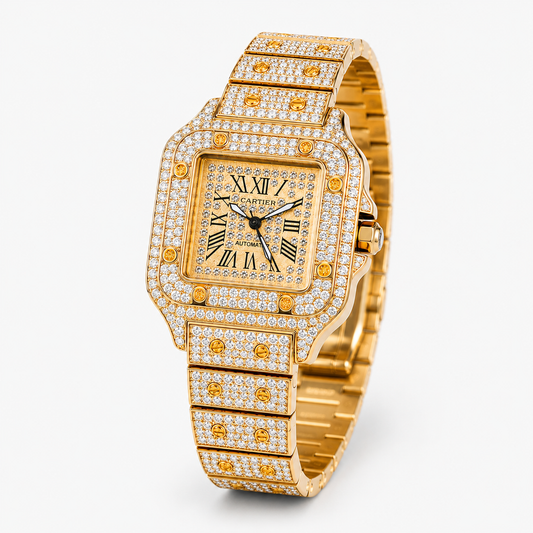 All Rose Gold Square Tank Iced Out Watch