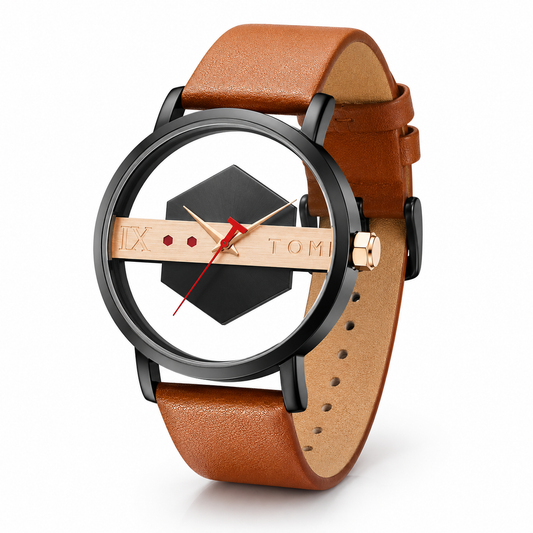 Tomi Brown Black Hexa Dial Watch