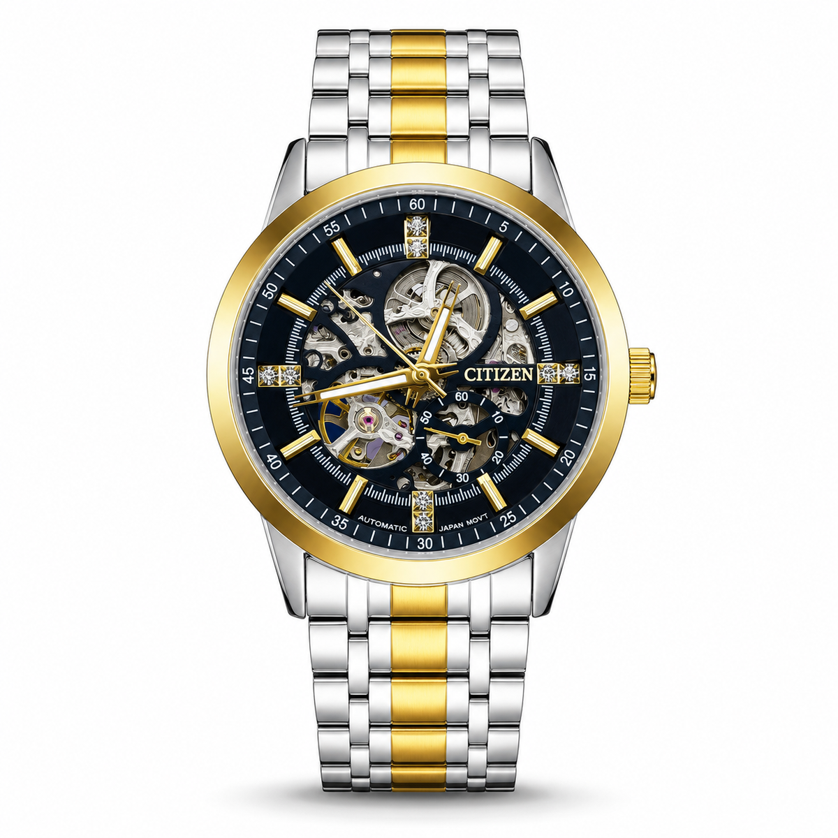 Two Tone Black Citizen Skeleton Automatic Watch