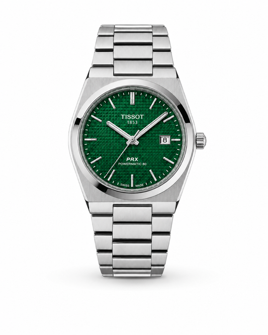 Tissot PRX Silver Emerald Dial Quartz Watch