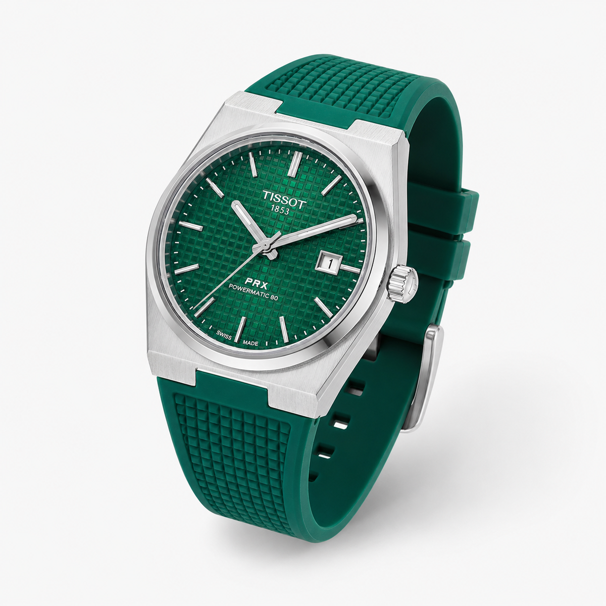 Green Silver PRX Silicon Strap Watch