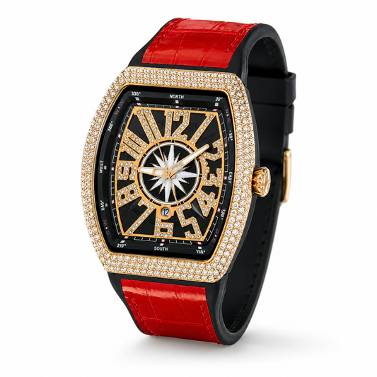 Vanguard Red Rose Gold Iced Frank Muller Watch