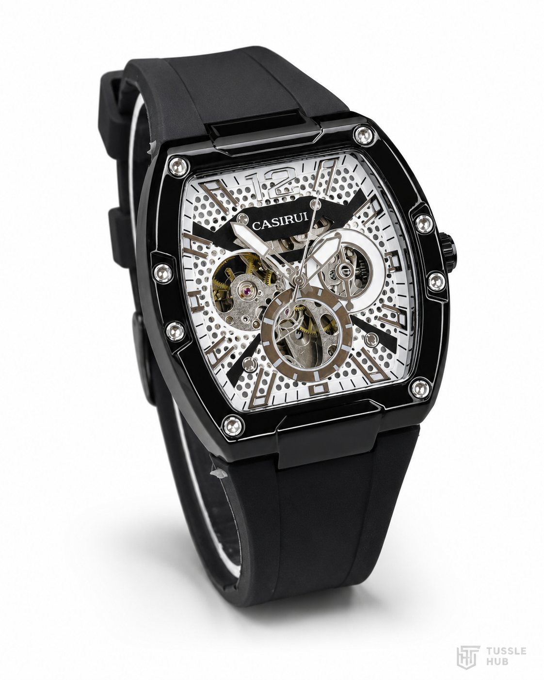Black Automatic Skeleton RM Dial Watch