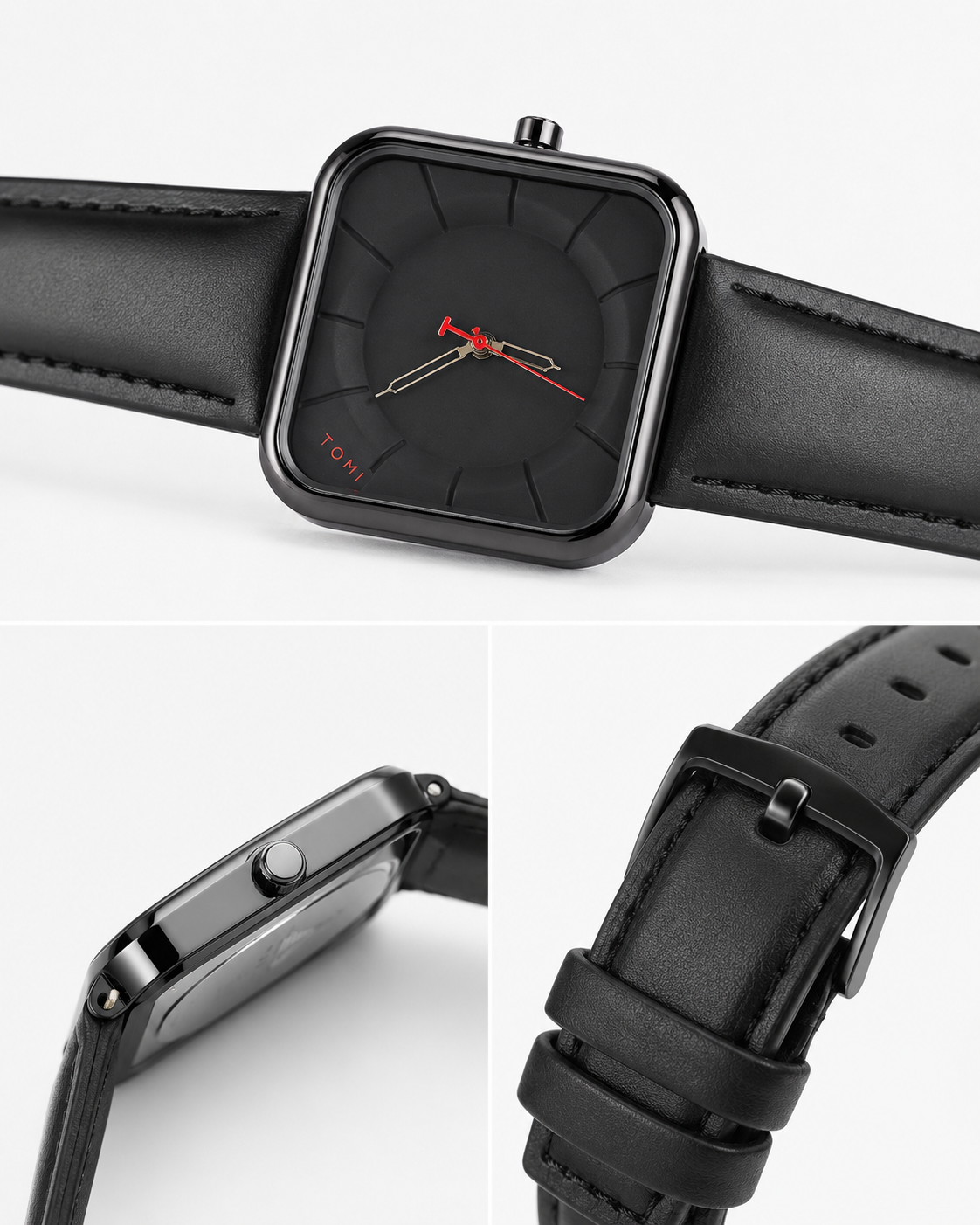 Tomi Square Black Dial Watch