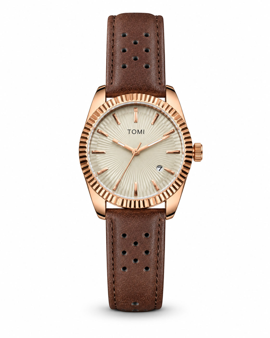 Tomi Brown Gold Jaguar Dial Watch