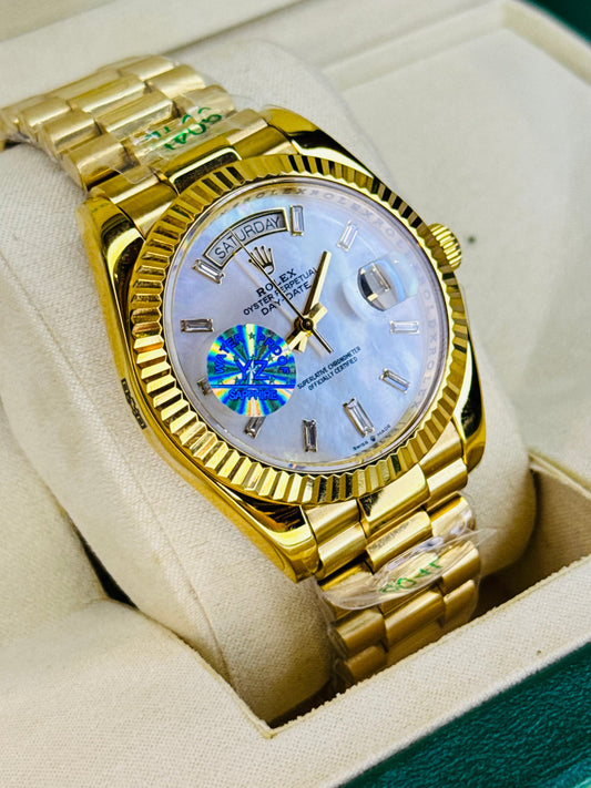 Day Date Gold Gem Stone Dial Automatic Super Clone Watch