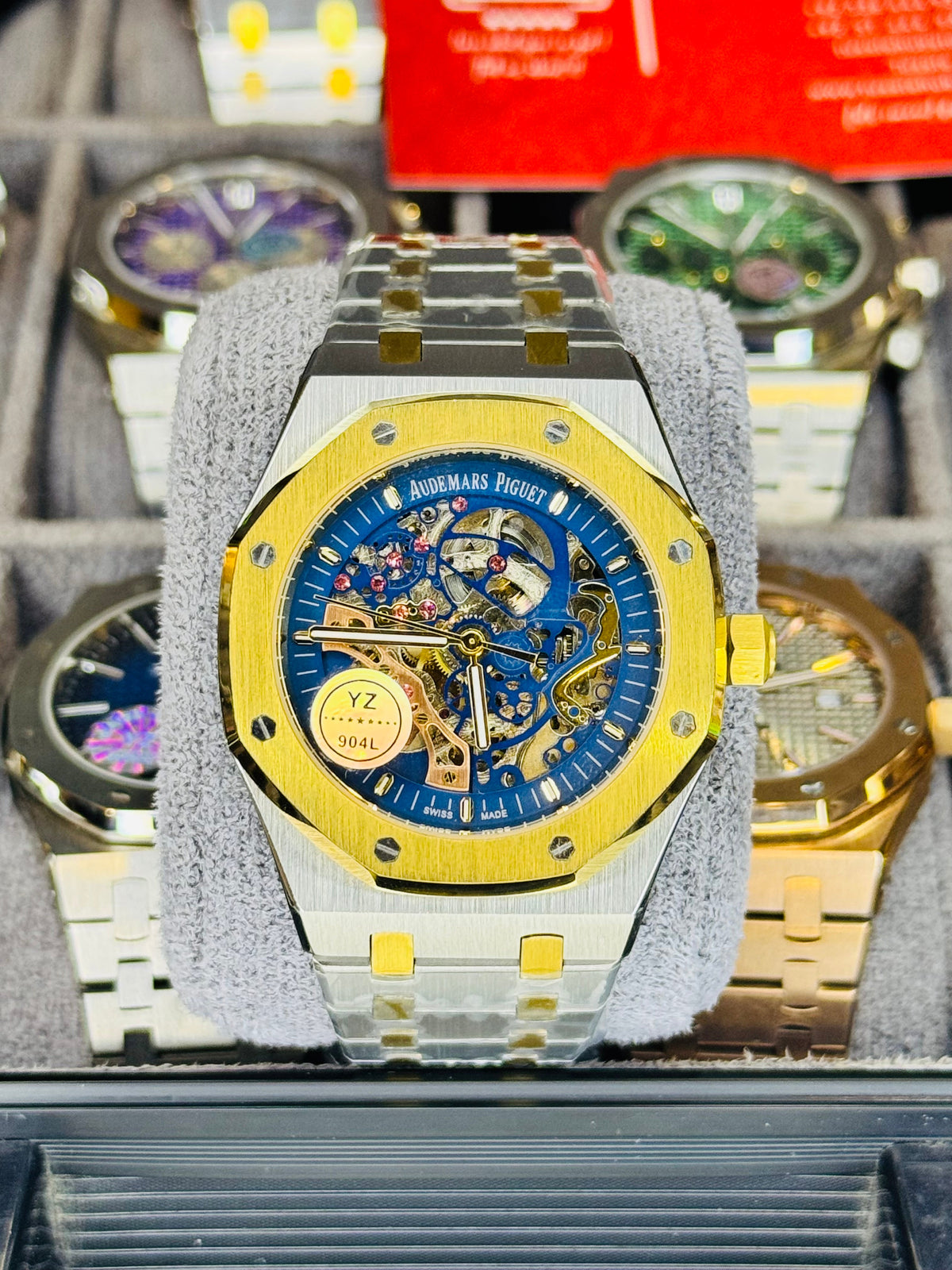 AP Two Tone Navy Automatic Skeleton Dial Super Clone Watch