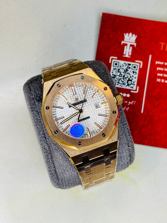 AP Super Clone Rose White Waffle Royal Oak Watch