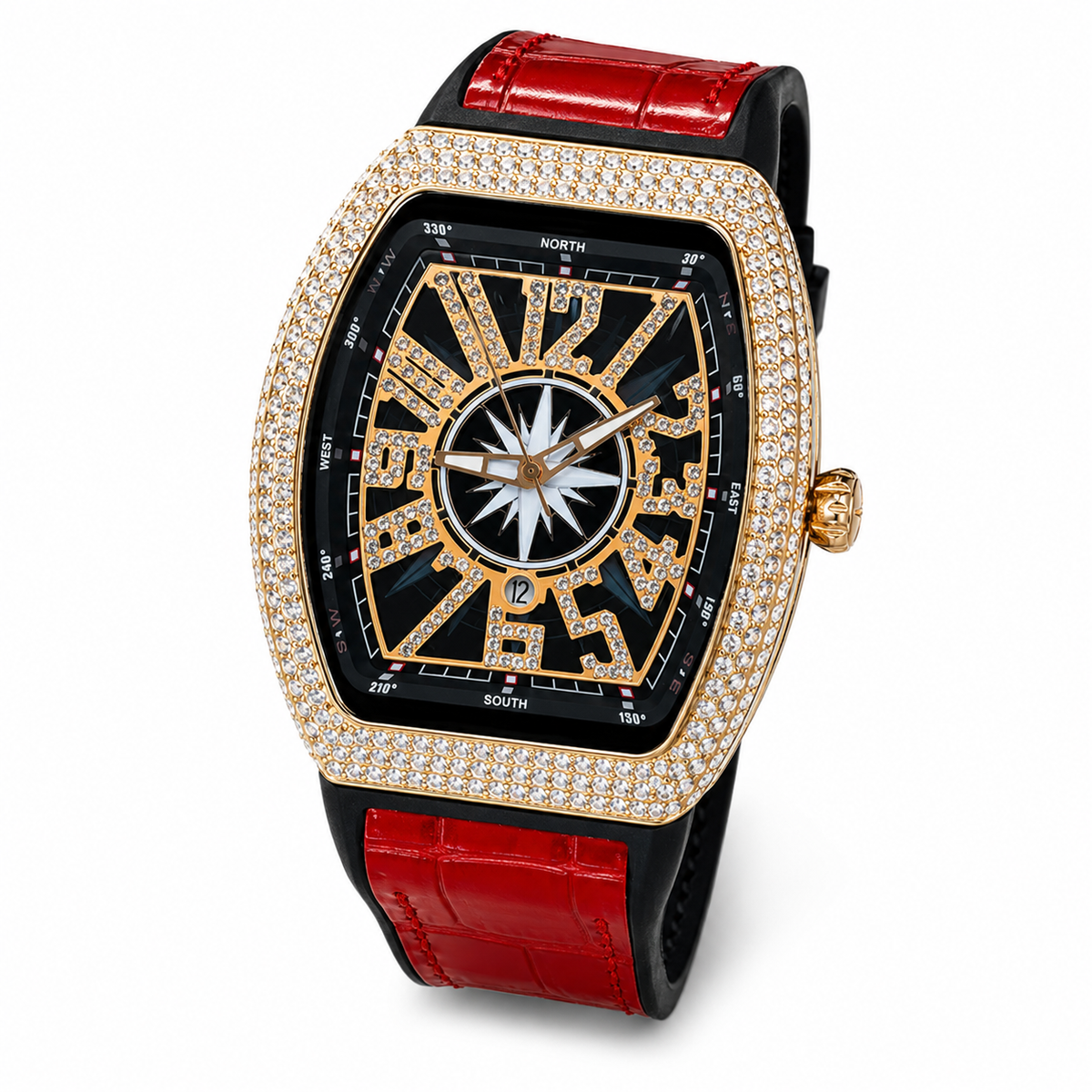 Vanguard Red Rose Gold Iced Frank Muller Watch