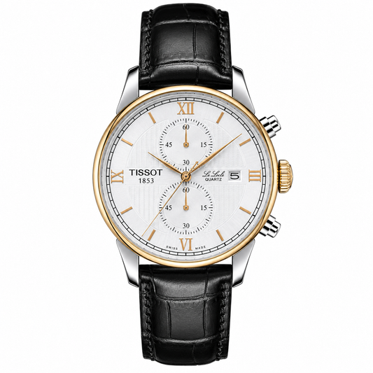 Le Lode Black Leather Chronograph Dial Tissot Watch