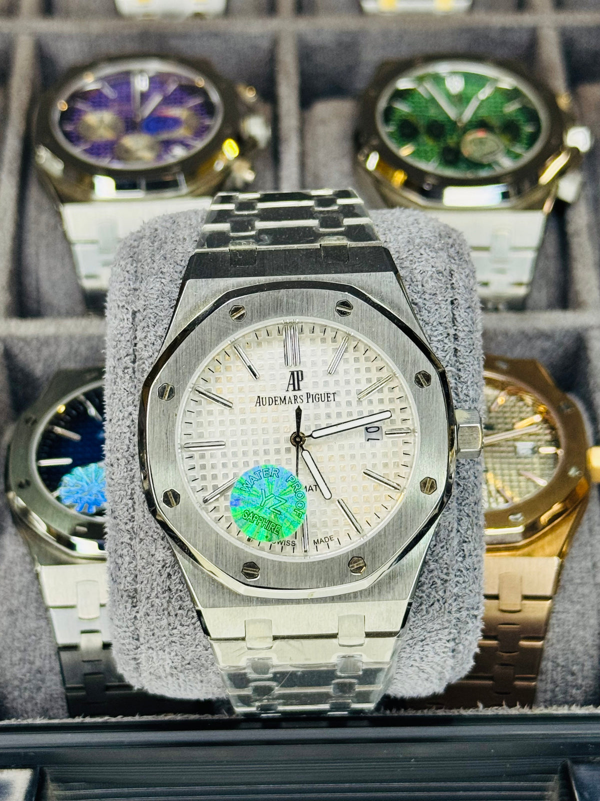 AP Super Clone Silver White Waffle Royal Oak Watch