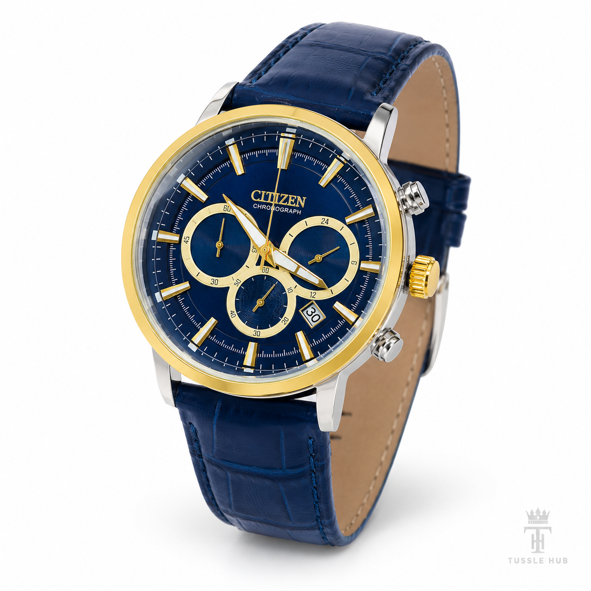 Citizen Globe Blue Gold Chronograph Watch