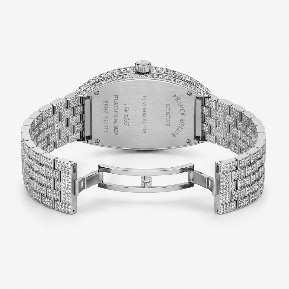 Silver Iced Out Frank Muller Chain Strapped