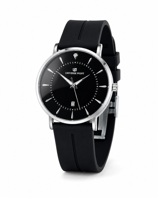 Black Silver Slim Balloon Universe Point Watch