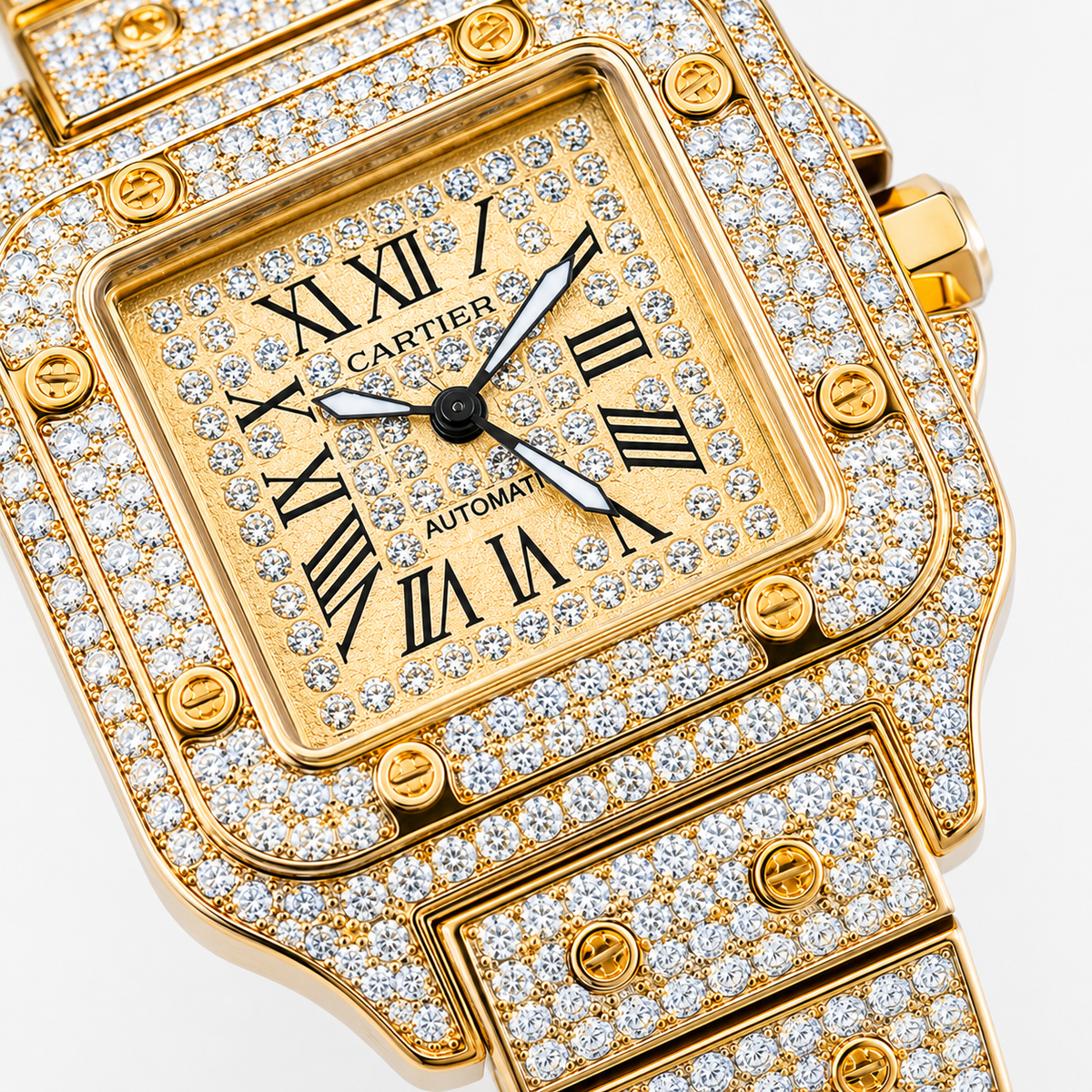 All Rose Gold Square Tank Iced Out Watch