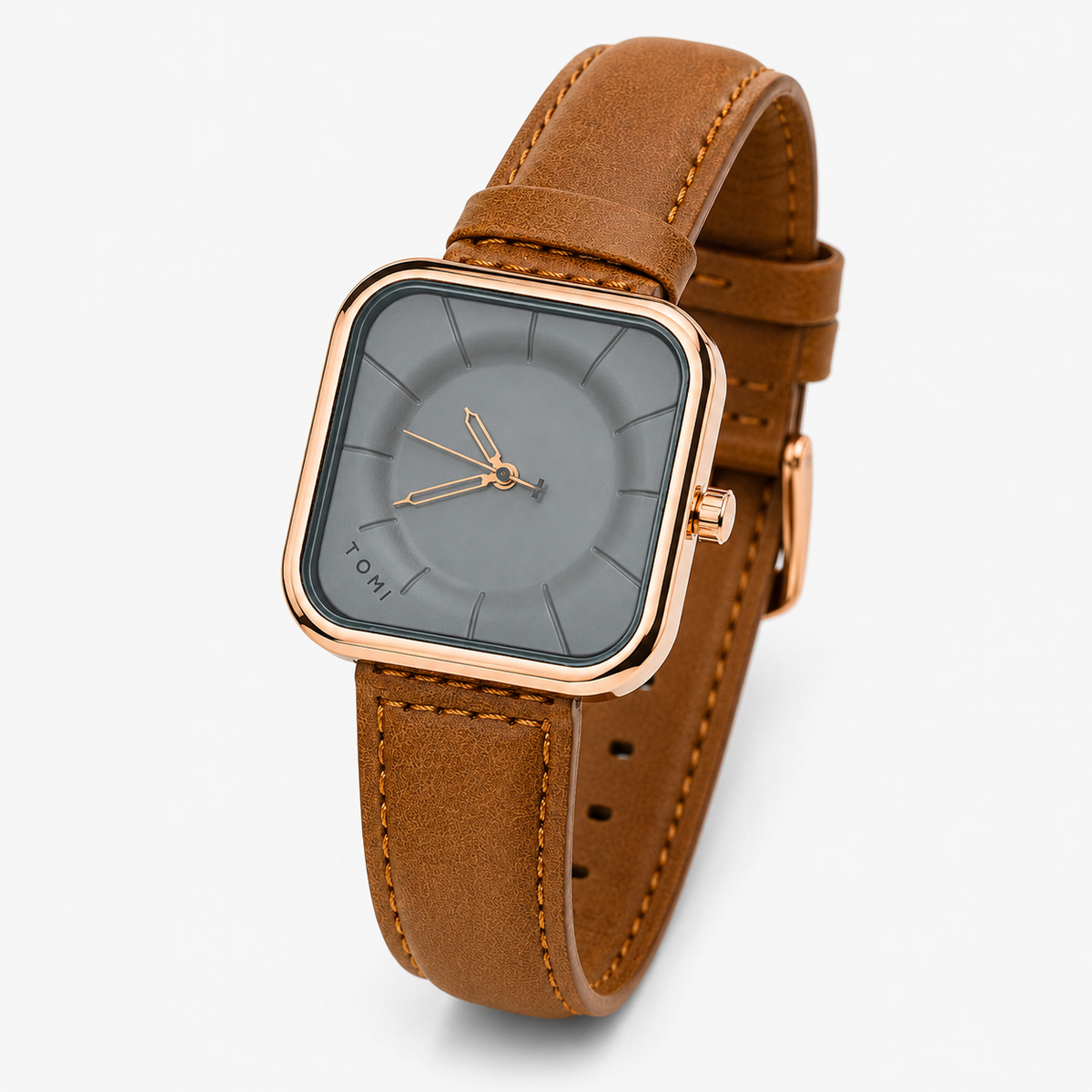 Tomi Brown Gold Square Dial Watch
