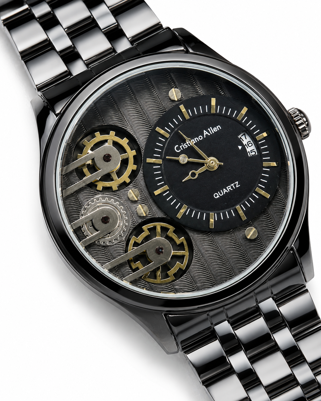 All Black Cristiano Aillen Dual Gear Watch