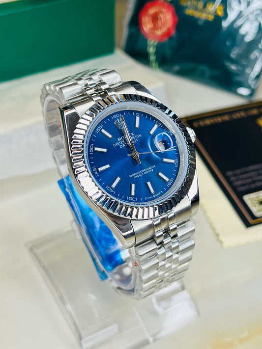 Date Just Silver Blue Dial Quartz Master Clone Watch