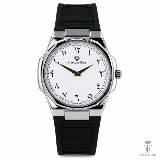 Black White Slim Arabic Magnet Strap Watch
