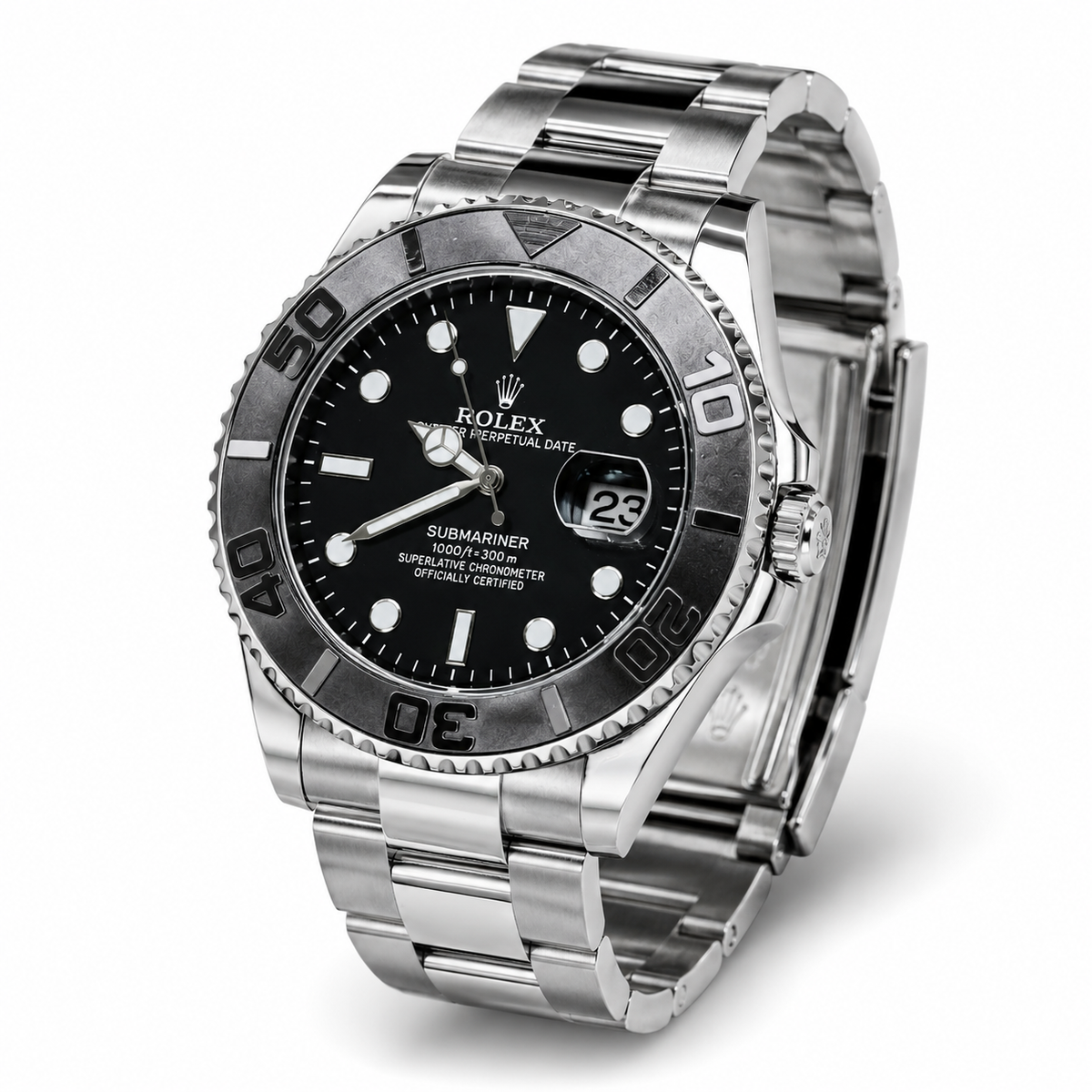 Silver Black Chain Yatchmaster Watch