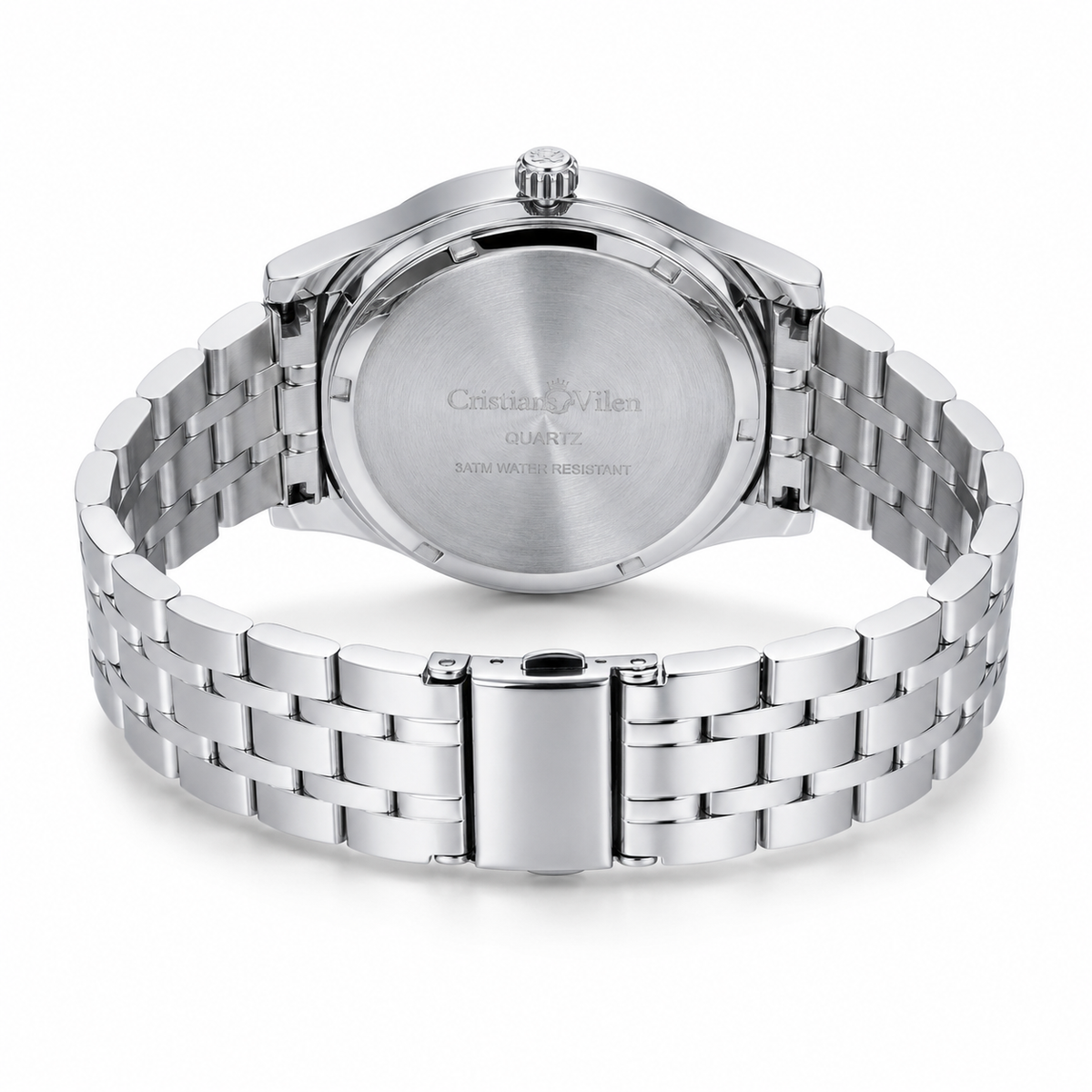 Silver Cristiano Aillen Black Dial Dual Gear Watch