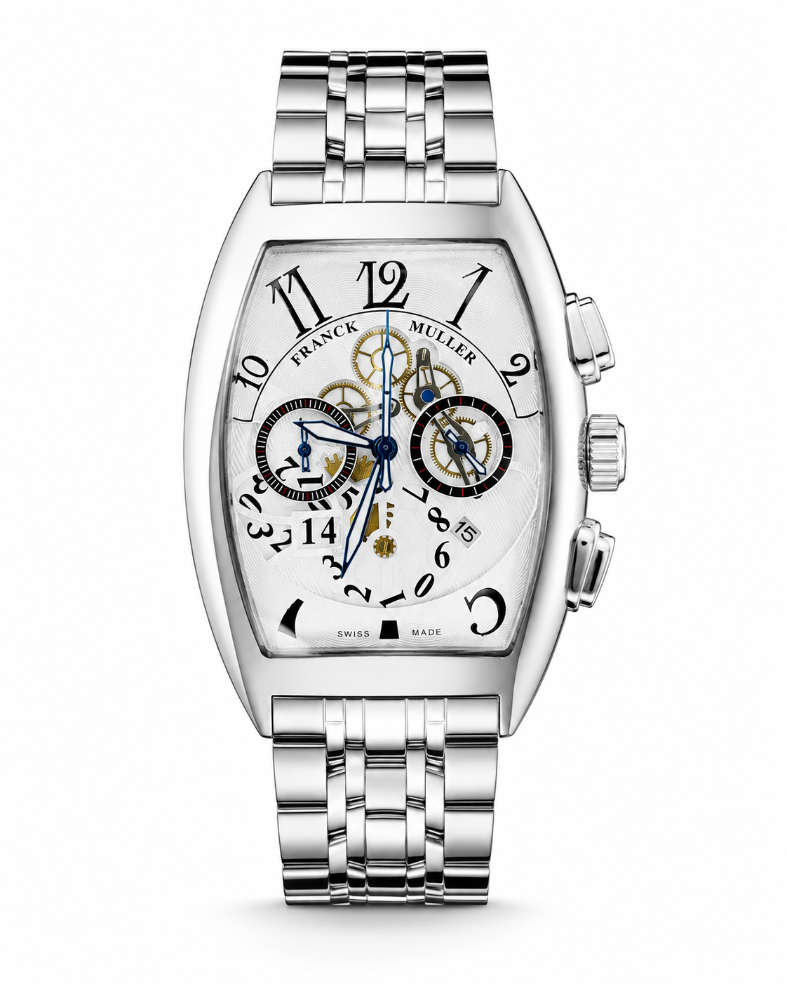 Chain Frank Muller Silver White Chronograph Dial Watch