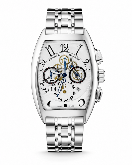 Chain Frank Muller Silver White Chronograph Dial Watch