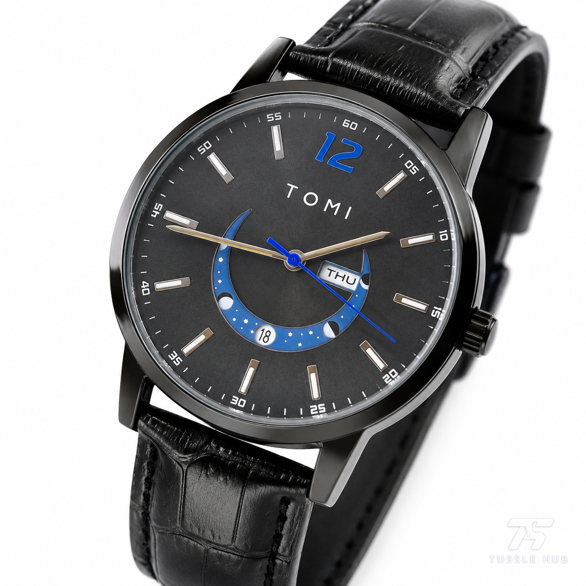 All Black Tomi Crescent Watch