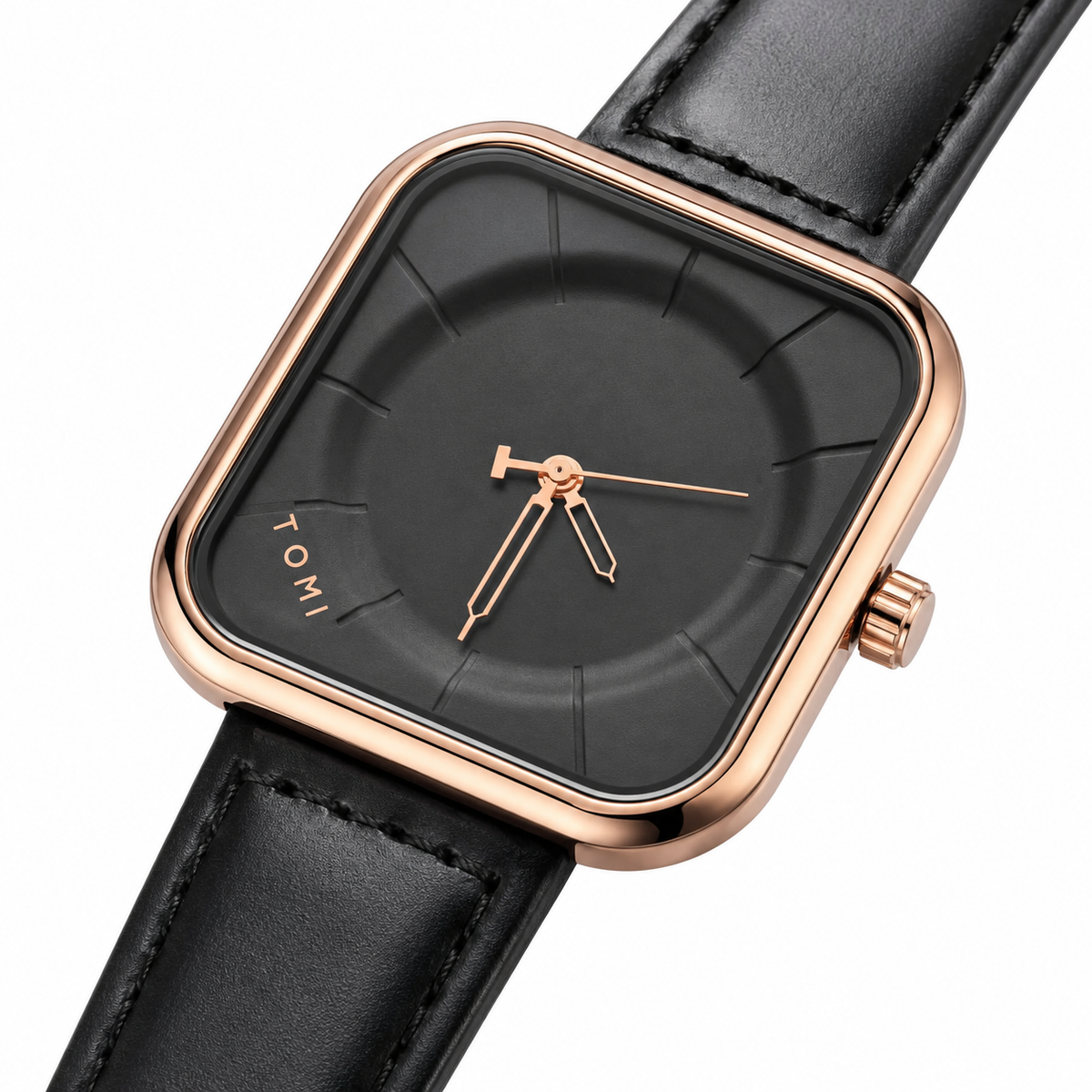 Tomi Black Gold Square Dial Watch