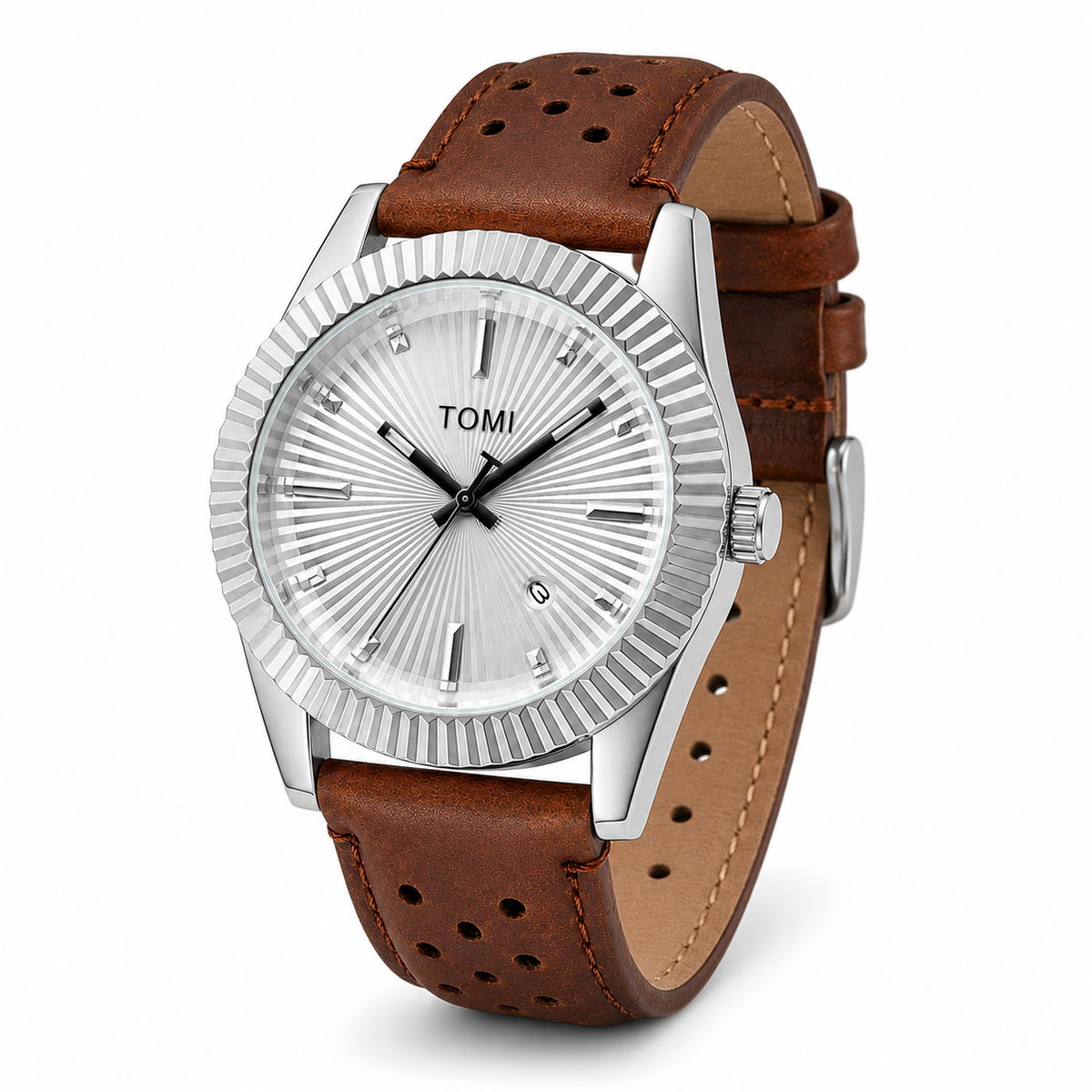 Tomi Brown Silver Jaguar Dial Waterproof