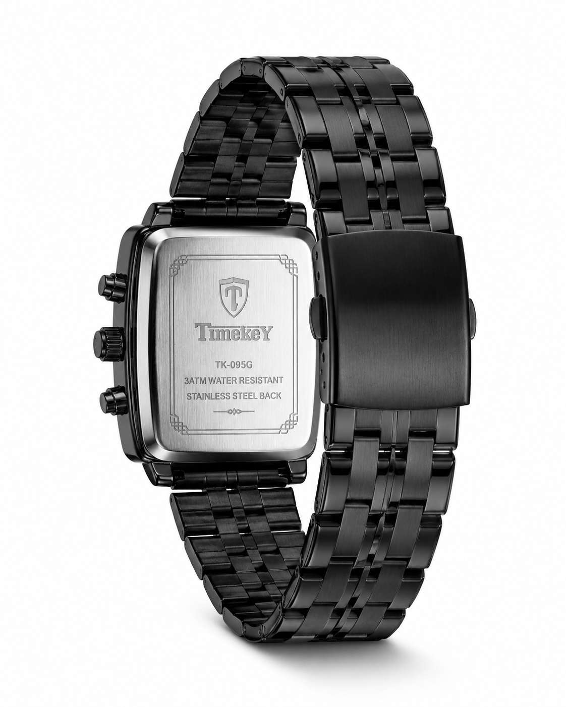 Timekey All Black Square Chain Chronograph Watch