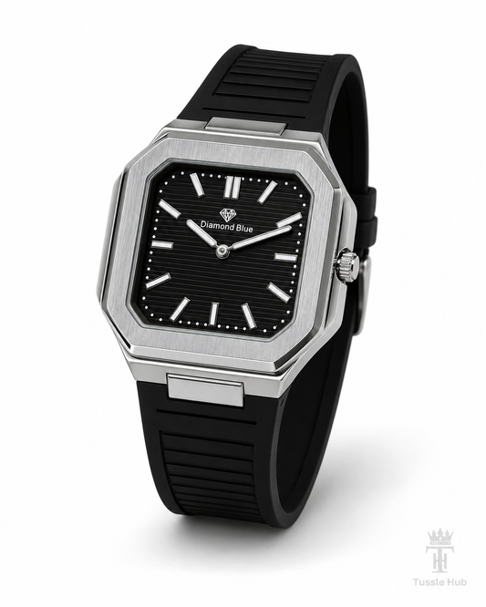 Black Silver Old Money Magnet Strap Watch