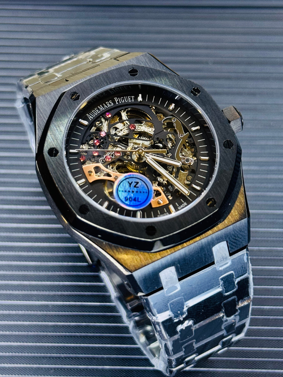 All Black Automatic Skeleton Dial Super Clone Watch