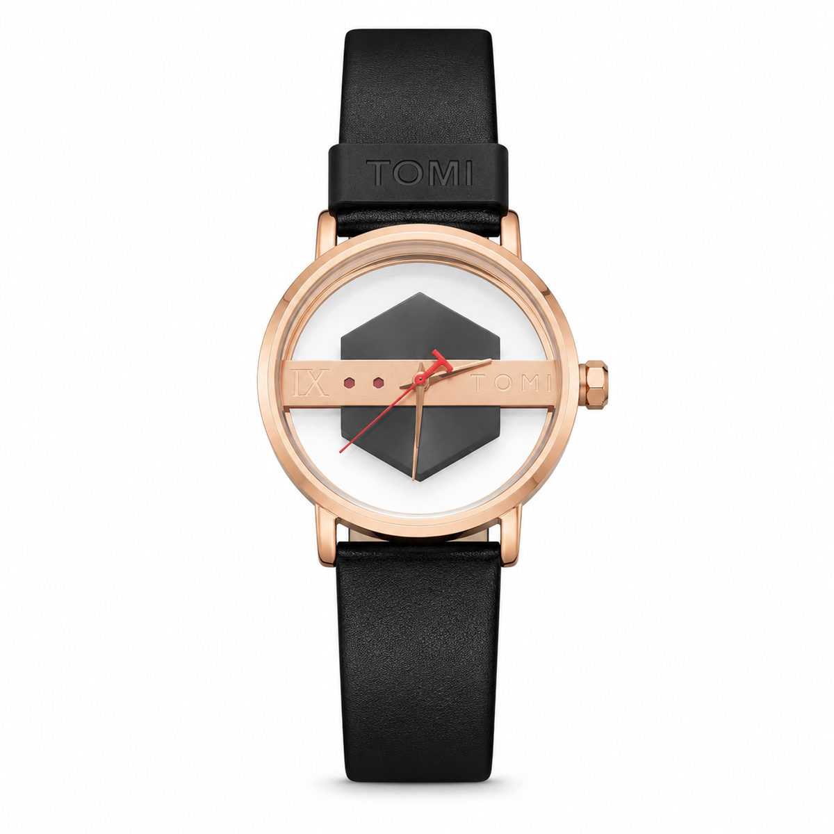 Tomi Black Gold Hexa Dial Watch