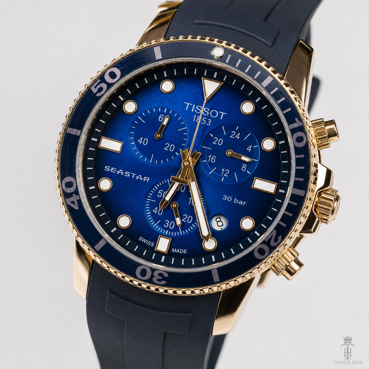 Black Rose Gold Sapphire Tissot Sea Star Chronograph Watch