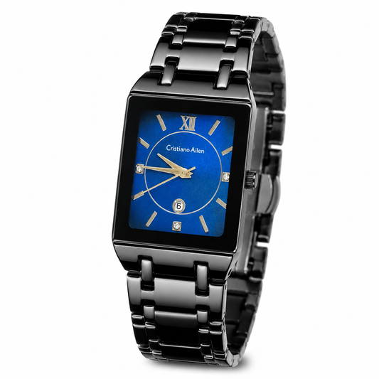 Cristiano Aillen Black Sapphire Square Watch