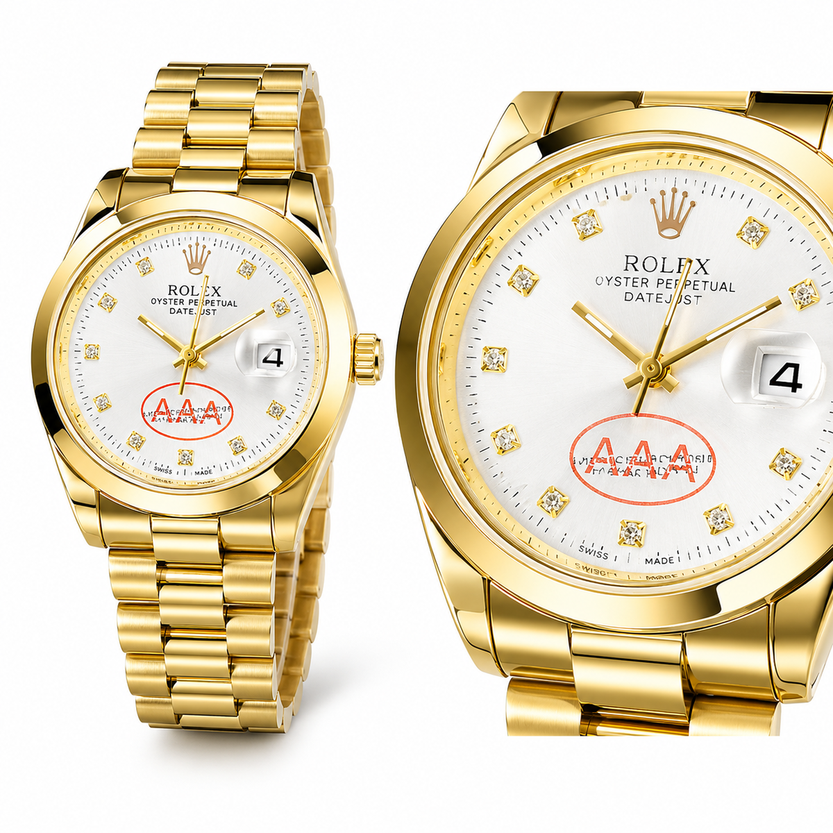 Gold White Plain Bezel Date Just Watch