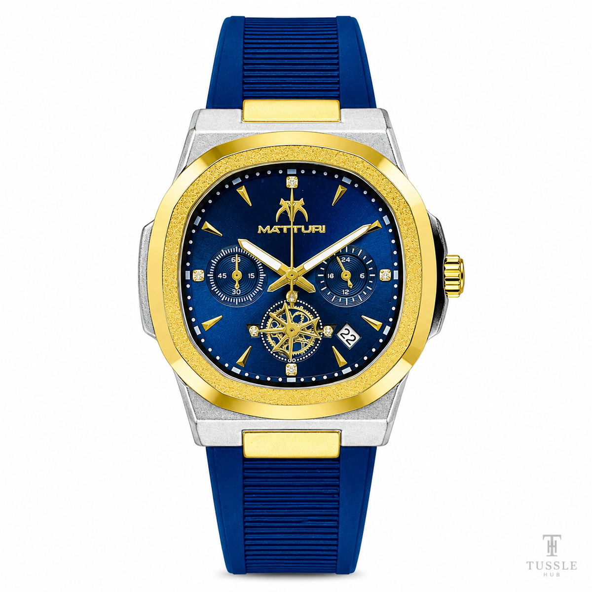 Matturi Gold Sapphire Silicone Chronograph Watch