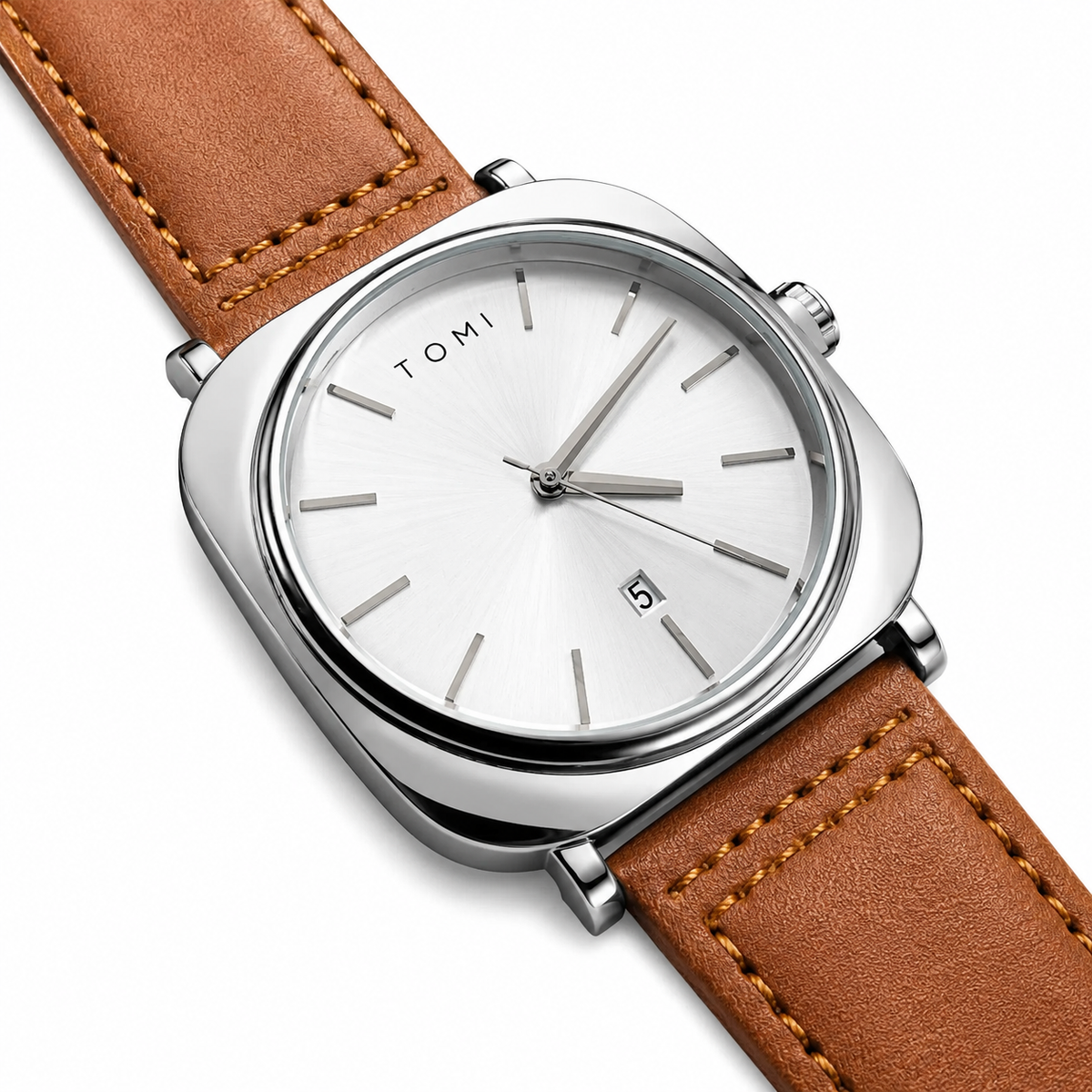 Tomi Brown Silver Business Class Watch