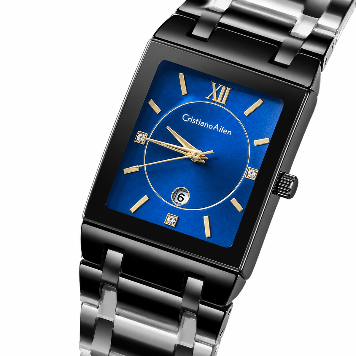 Cristiano Aillen Black Sapphire Square Watch