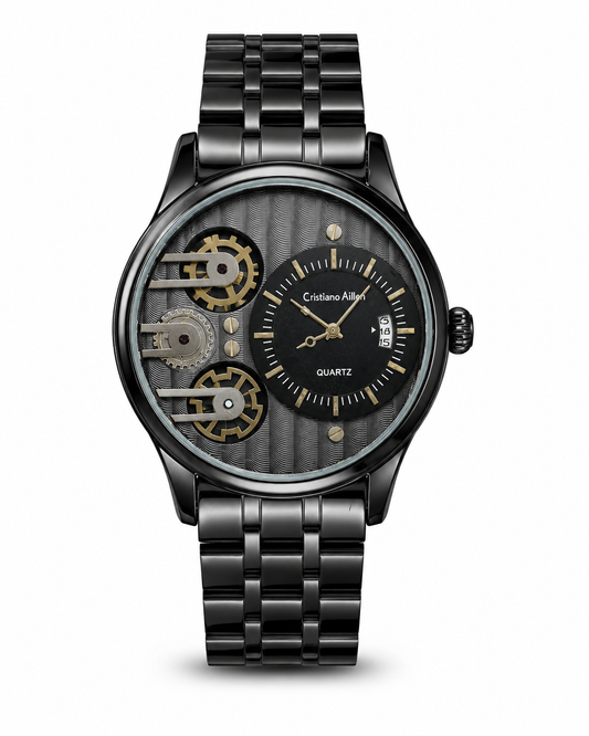All Black Cristiano Aillen Dual Gear Watch