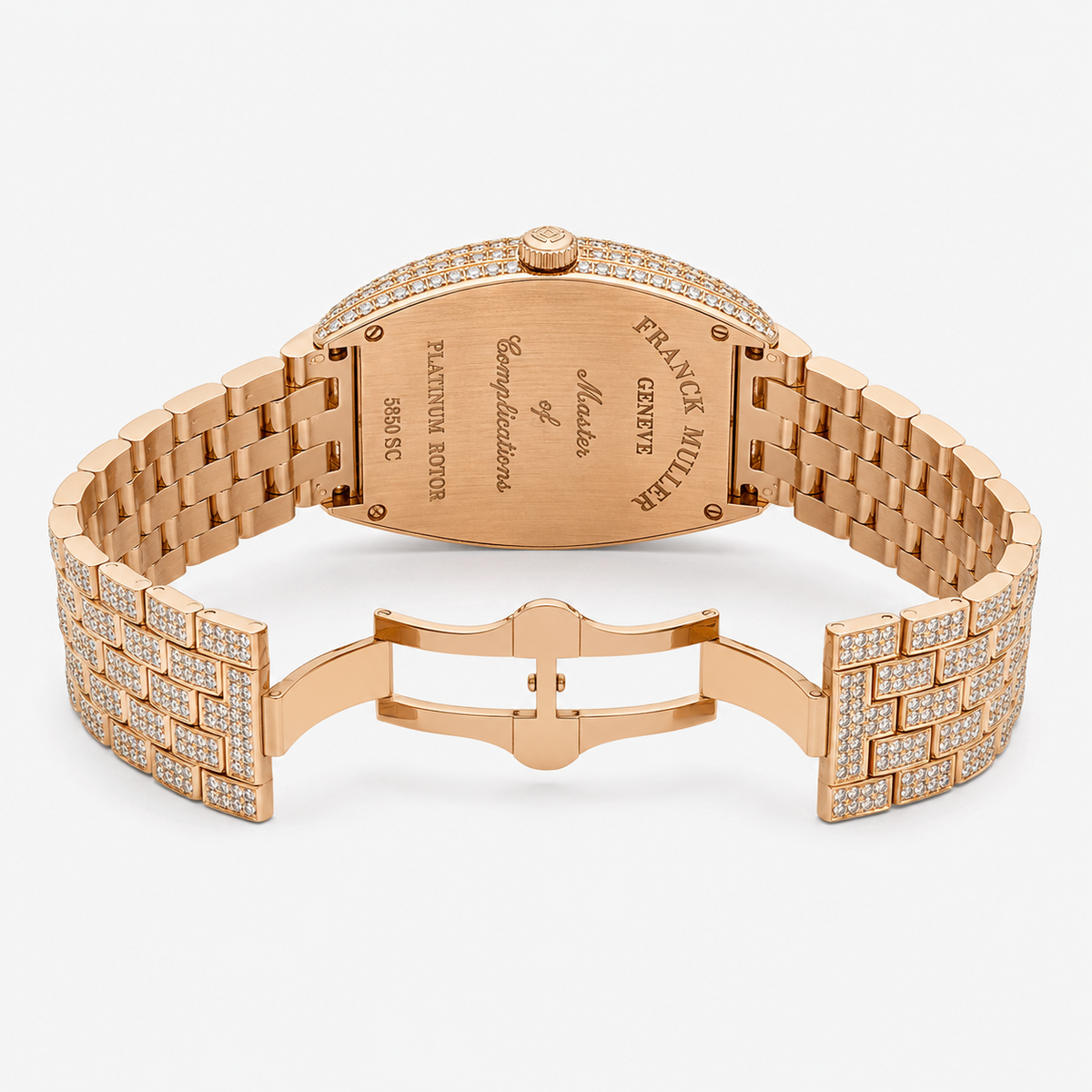 Rose Gold Iced Out Frank Muller Chain Strapped