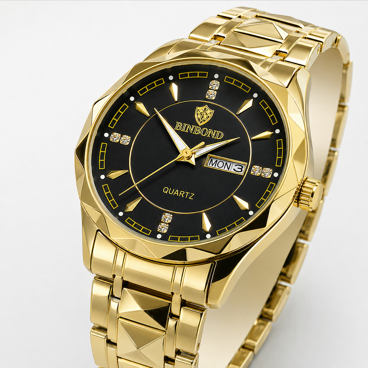 Gold Black Binbond Prism Dial Watch