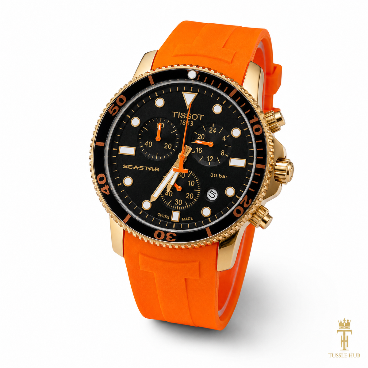 Orange Tissot Sea Star Chronograph Watch