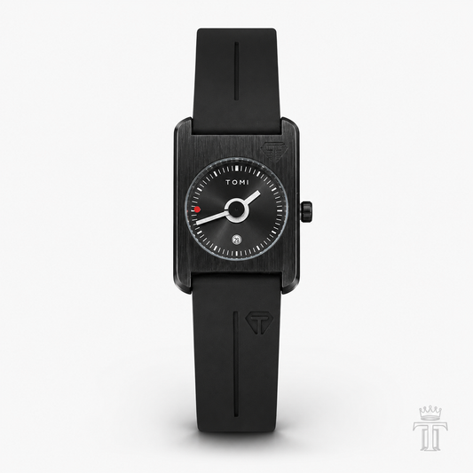 Tomi All Black Tank Magnetic Strap Watch