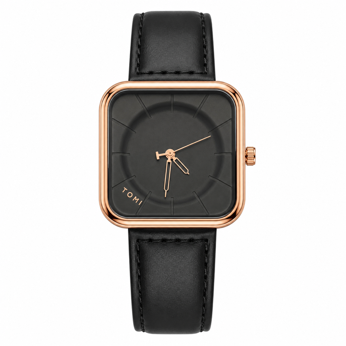 Tomi Black Gold Square Dial Watch