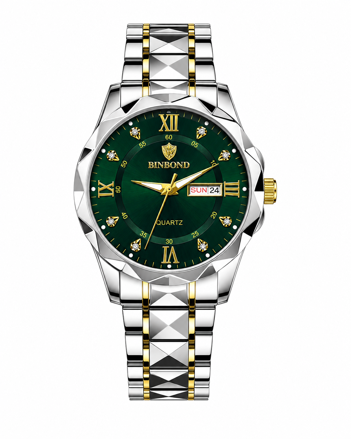 Forest Green Binbond Diamond Dial Watch